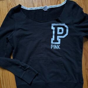 Victoria’s Secret PINK black vintage y2k off the shoulder sweatshirt crewneck